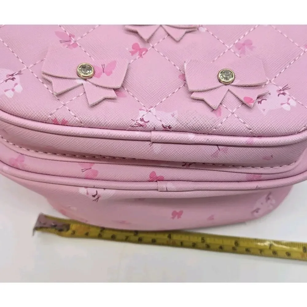 Under One Sky Pink Backpack Cat Ears Rhinestones NEW Bows 9x8x5